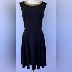 Christin Michaels Women’s Fit & Flare Sleeveless Dress with Gold Beaded Collar 8